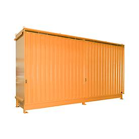 Regalcontainer Bauer Typ CEN 59-2 IBC, 2 Fachebenen, Schiebetor, 2000 l, B 6255 x T 1550 x H 3450 mm, gelborange RAL 2000